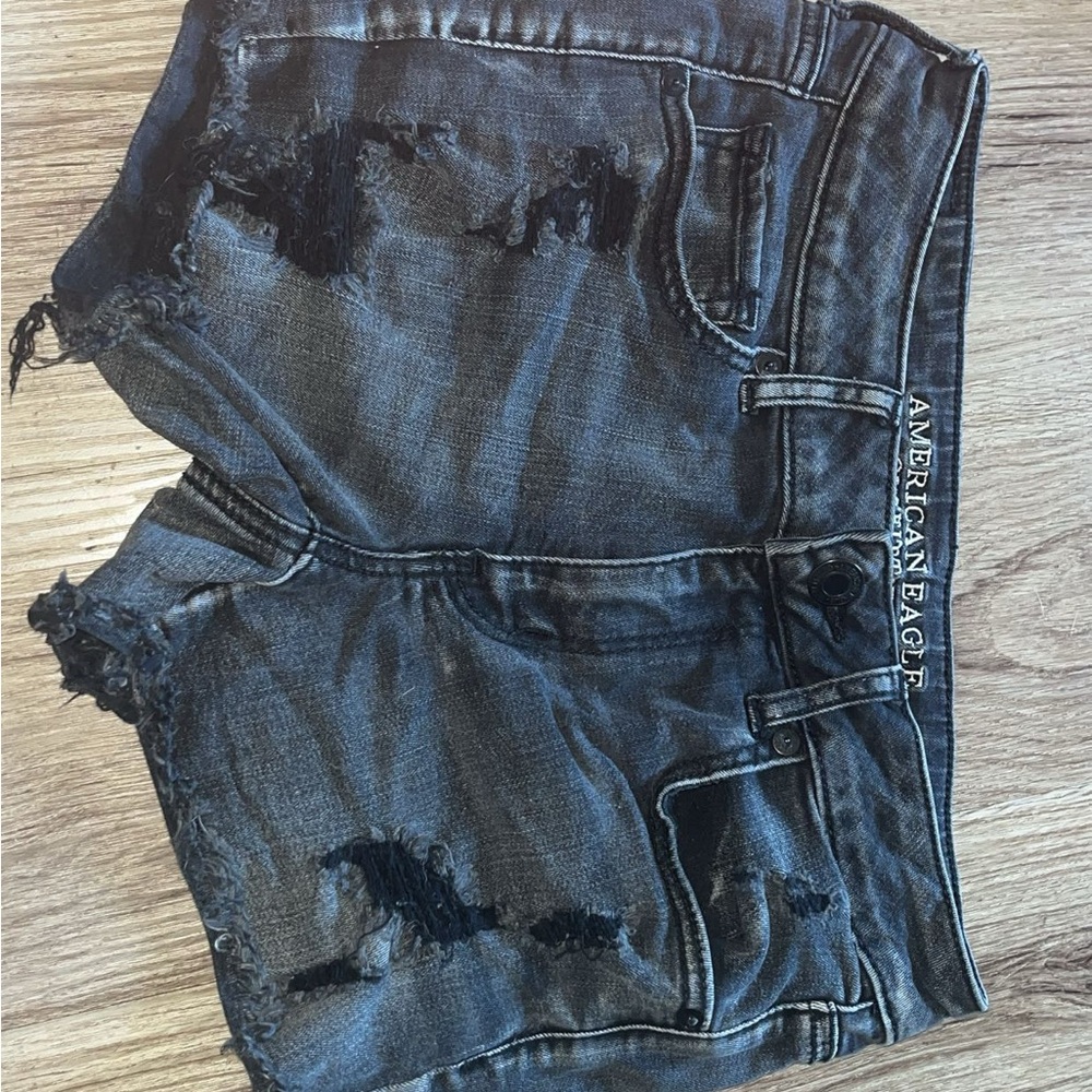 American Eagle Outfitters Black Ripped Denim Cutoff Shorts